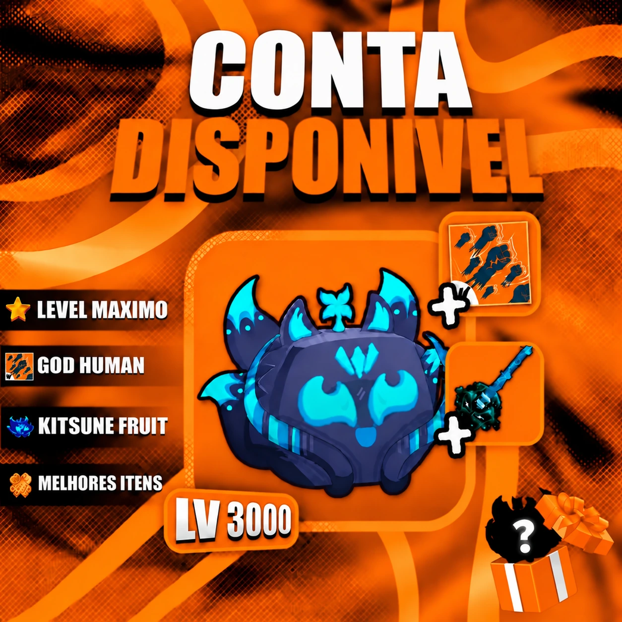 『 🦊 』 KITSUNE FRUIT + GODHUMAN + LEVEL MÁX